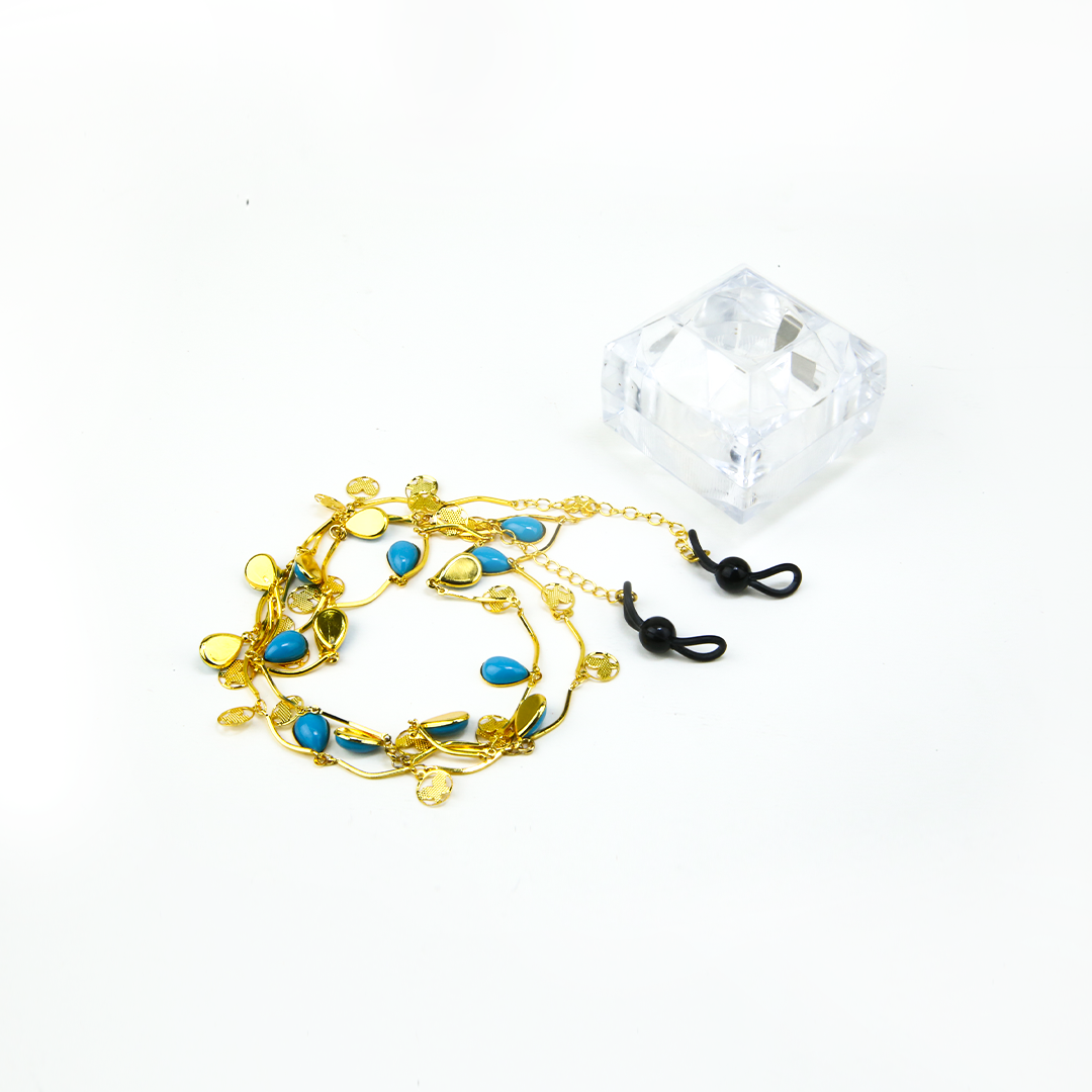 Blue Beads Golden Cord