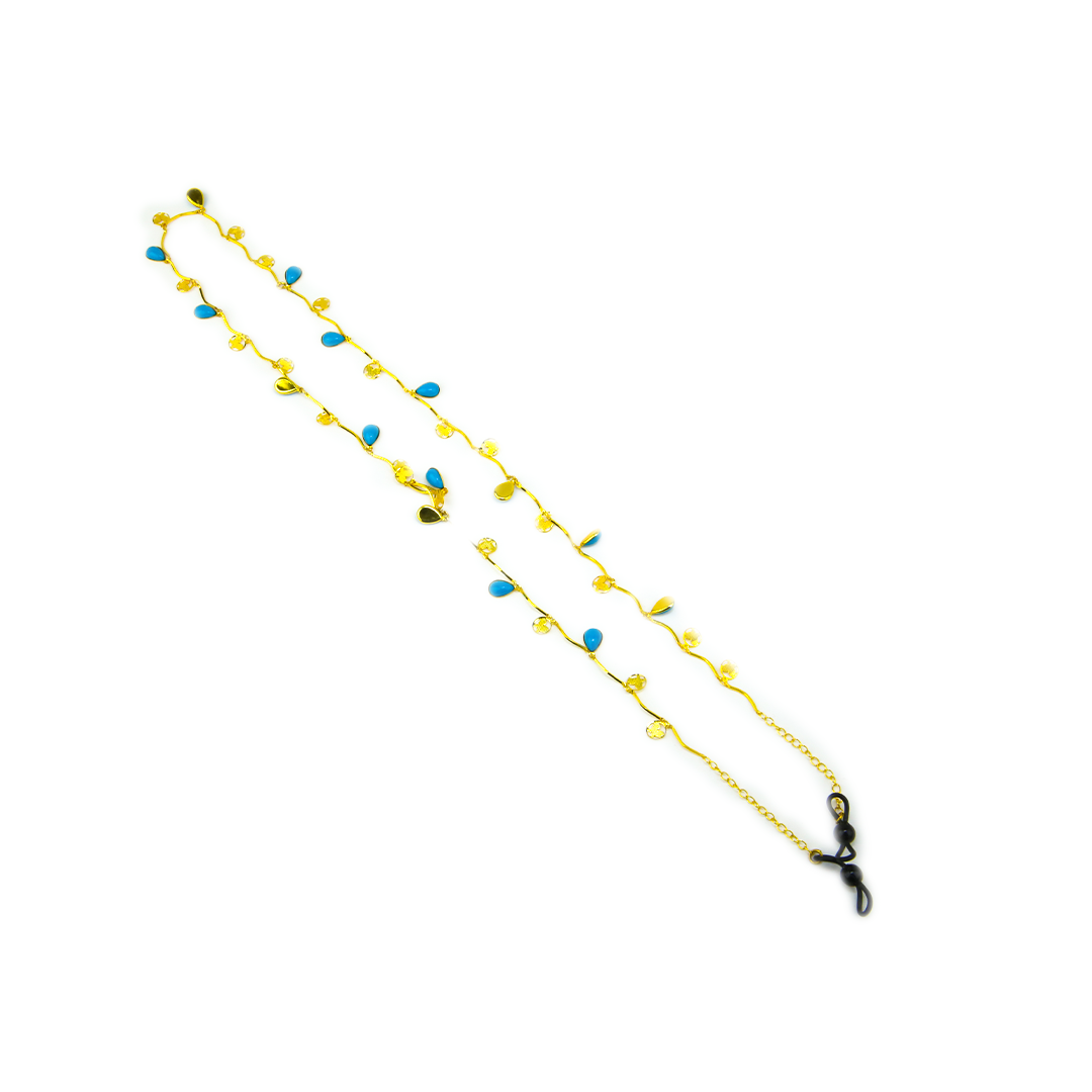 Blue Beads Golden Cord